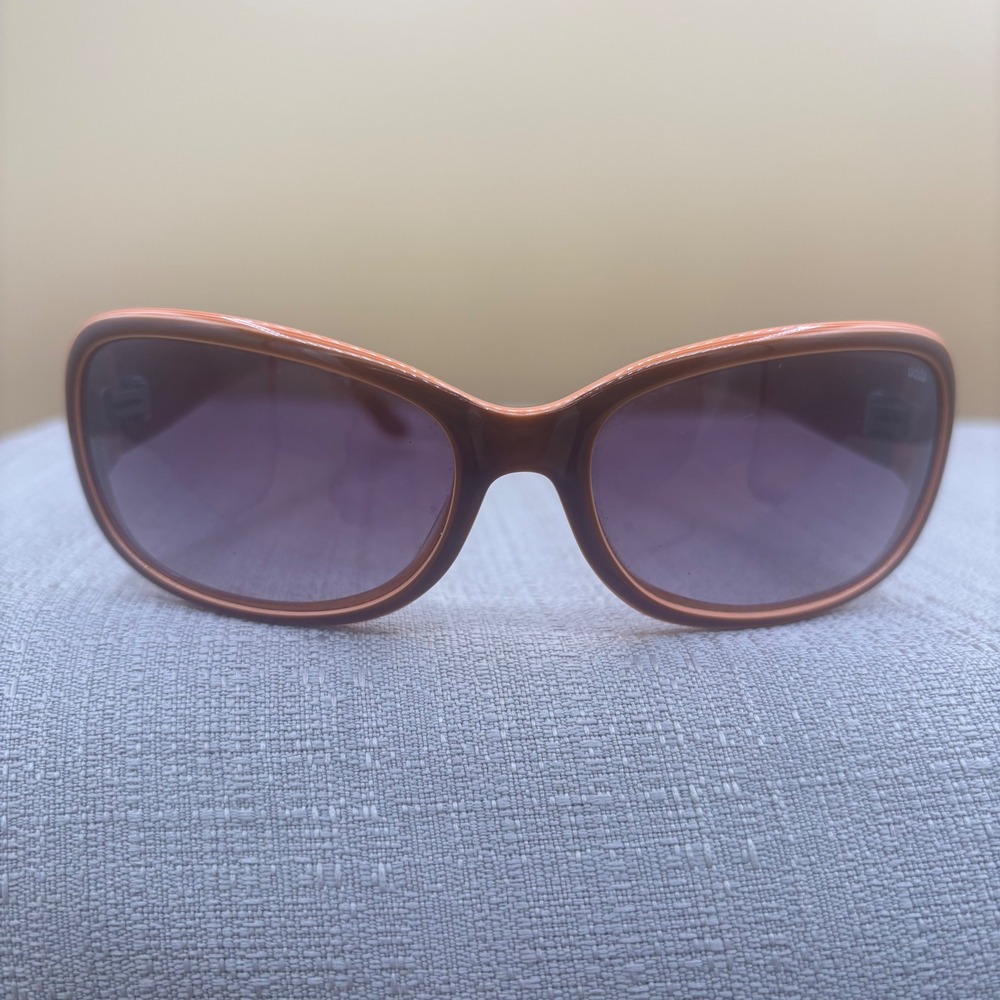 Oddo Sunglasses Women OS Orange Excellent Y2K Retro Rhinestone Heart Mod 0745